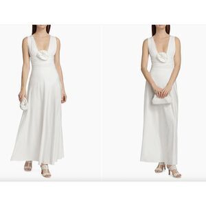 Maygel Coronel Orinoco Rosette Halter Midi-Dress In Off White Size ONE SIZE $510